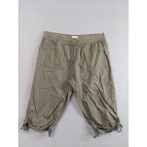 Dash Women Capri Short L Gray Drawstring Waist Stretch Pull On Comfort Out Door